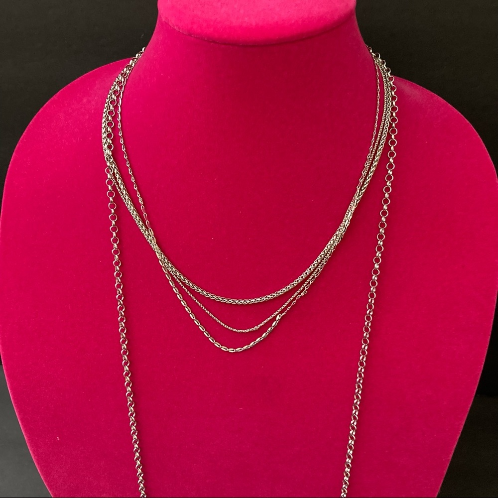 Halogen | Triple Layered Necklace | Silver Tone | Brand New - Picture 4 of 7